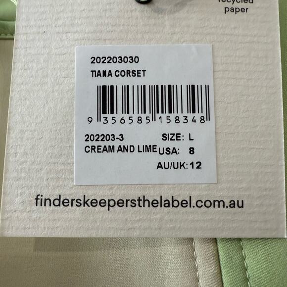 NWT Finders Keepers Tiana Corset Top Lime And Cream Size 8 (AU/UK 12) Large - Picture 12 of 14
